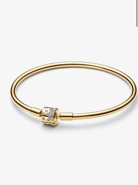 Pandora Moments Gold-Tone Bangle. Pandora bangle bracelet, size 8.3.